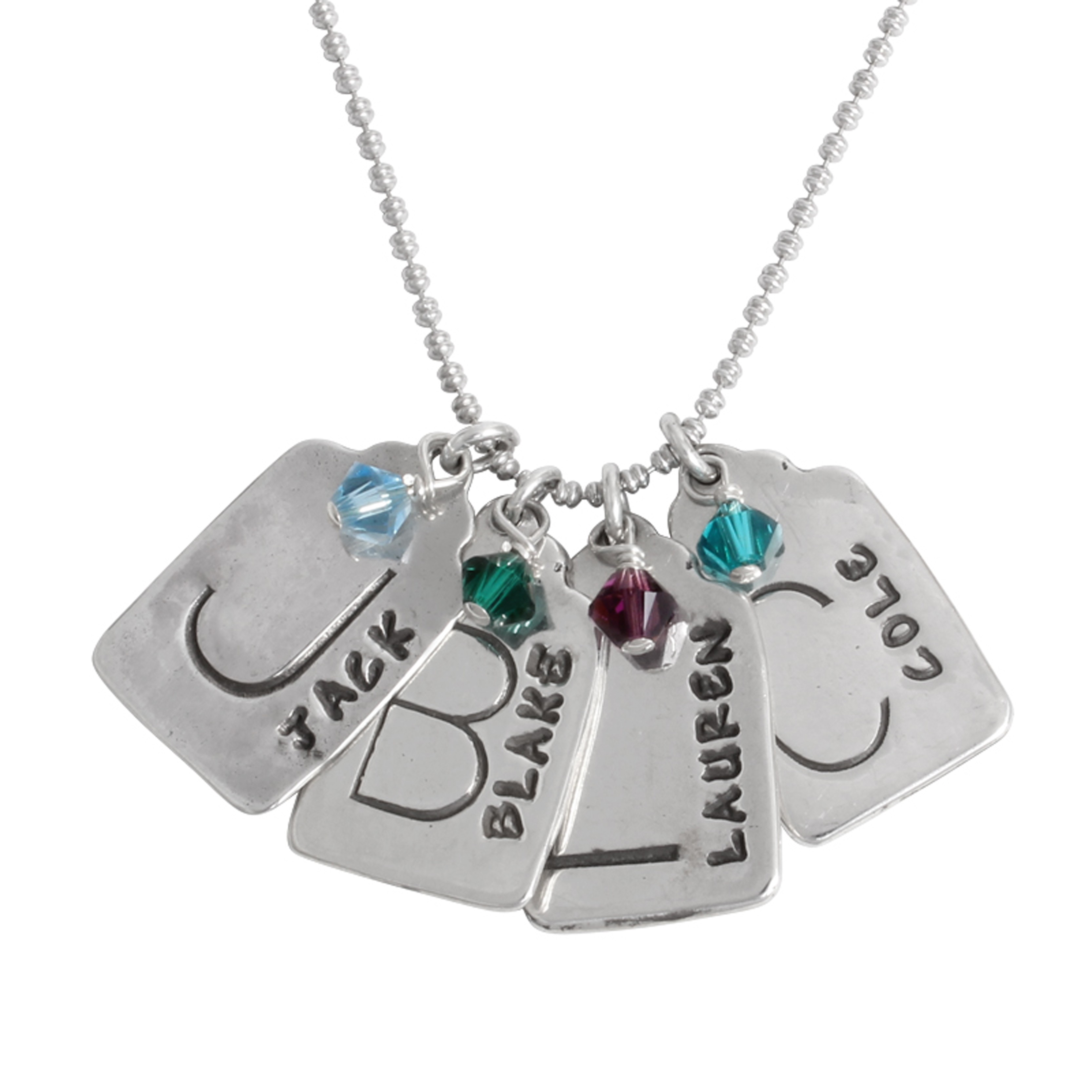 family of four mother necklace with birthstones and names 3