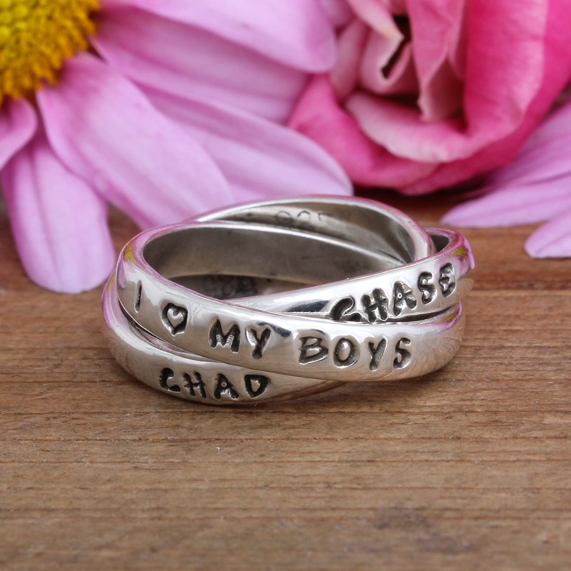 Blossom Custom Name Rings (1-4 names) in Silver - Talisa Jewelry
