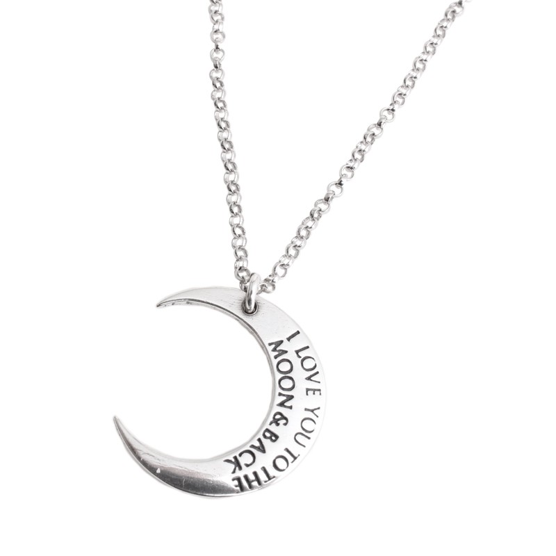 Sterling Silver Crescent Moon Necklace With 2 Birthstones