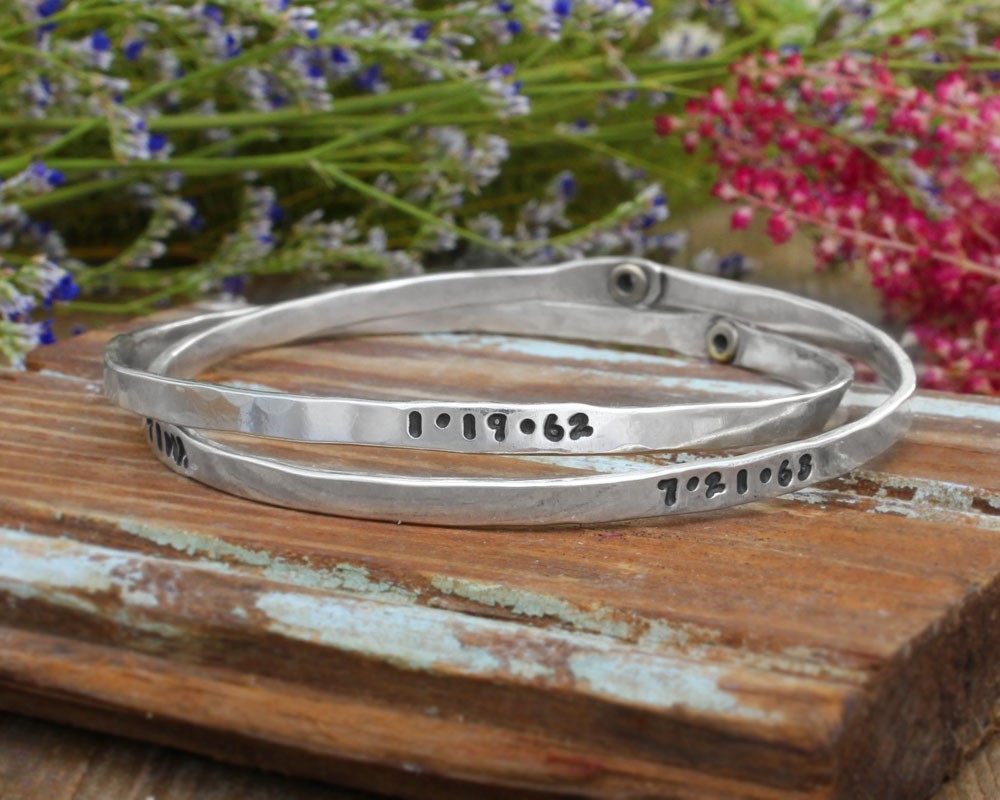 Personalized Moment in Time Bracelets Silver, Double Intertwined