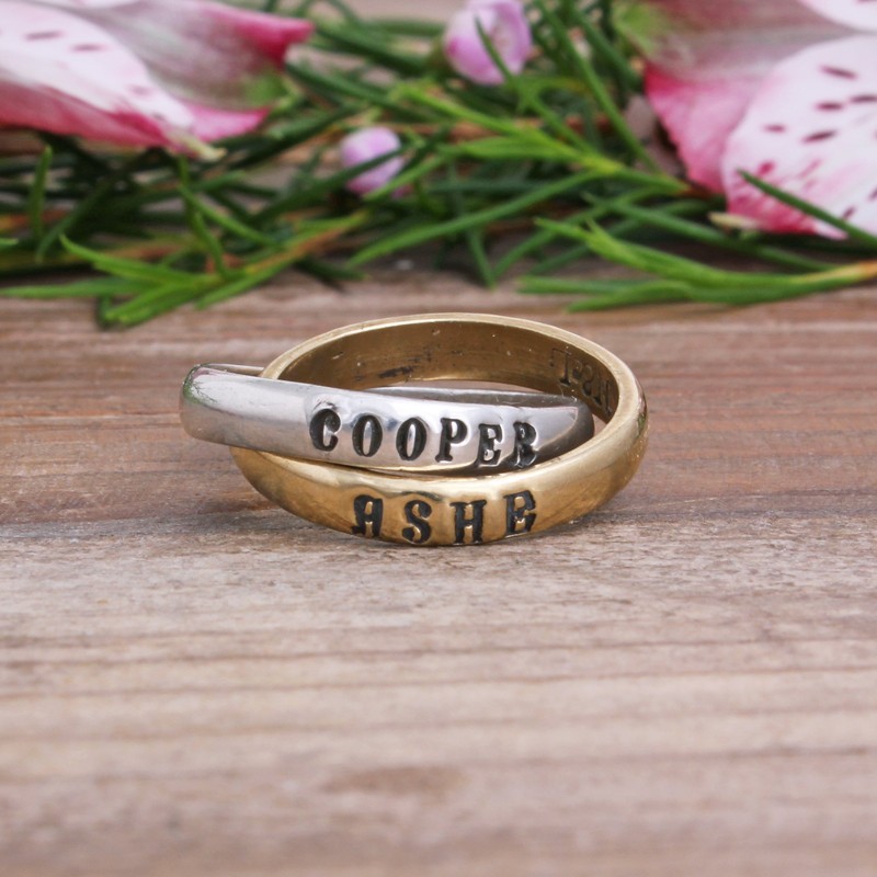 Golden Personalized Brass Name Ring, Adjustable at Rs 100/piece in Rajkot