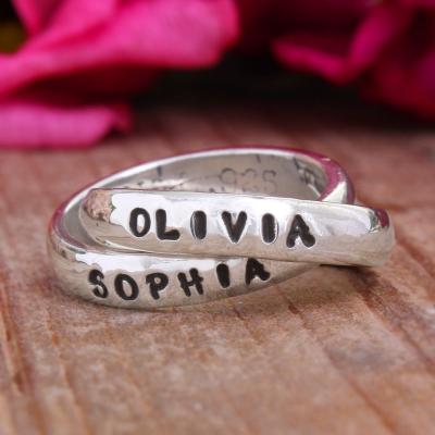 Couple Silver Ring Customized | 92.5 Pure Silver Name Ring | DKJ