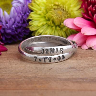 Sterling Silver Double Rolling Ring - Personalized | Nelle & Lizzy