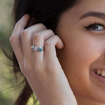 Stackable Birthstone Rings in Silver - Round Setting