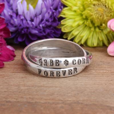 Personalized Silver Couple Wedding Bands Matching Initials Rings Set for  Him and Hers - Etsy