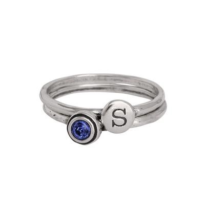 Stackable Grandmother Initial Birthstone Rings (106-107-1-Gr)
