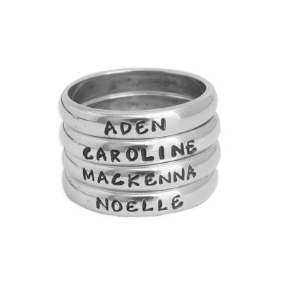 stackable name rings in silver 1