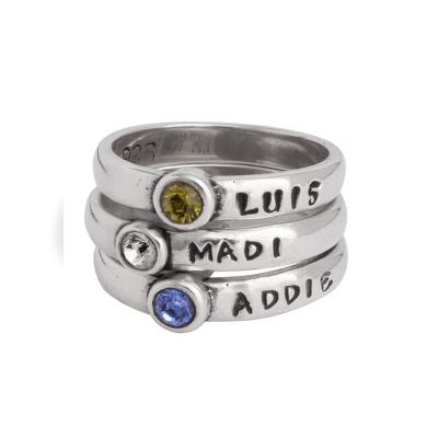 Stackable Birthstone Rings for Mom of Three Children