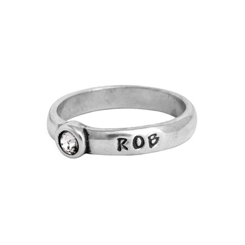 Stackable Grandmother's Birthstone Name Ring Stamped