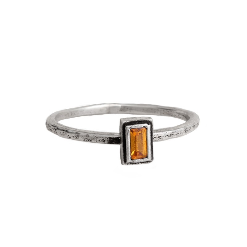 Stackable Birthstone Rings in Silver - Rectangle Setting